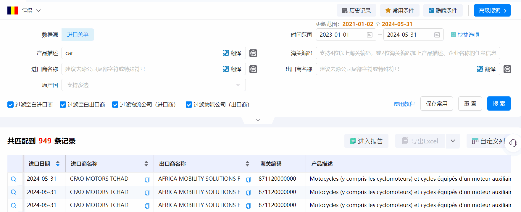 乍得海关数据,海关数据,凯发K8天生赢家一触即发海关数据